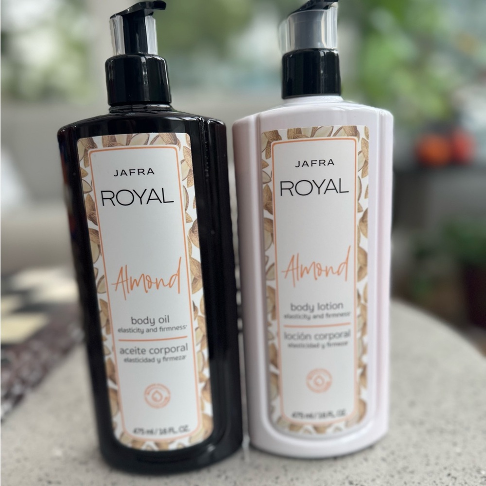 JAFRA Royal Almond Body Oil and Lotion - Black and White